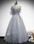 Gray Tulle Spaghetti Straps Beading Prom Dress