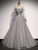 Gray Gray Long Sleeve Sequins Prom Dress