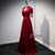 Burgundy Satin Spaghetti Straps Prom With Shawl