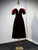 Dark Burgundy Velvet Short Sleeve Tea Length Prom Dress