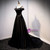 Simple Black Satin Straps Prom Dress With Belt