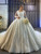 Romantic White Tulle Sequins Long Sleeve Pearls Wedding Dress