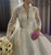 White Tulle Sequins Long Sleeve Backless Beading Wedding Dress