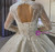 White Tulle Sequins Long Sleeve Backless Beading Wedding Dress