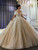 Champagne Tulle Sequins Corset Beading Wedding Dress
