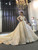 Champagne Tulle Sequins V-neck Long Sleeve Advanced Wedding Dress