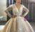 Champagne Tulle Sequins V-neck Long Sleeve Advanced Wedding Dress