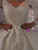 White Sequins V-neck Long Sleeve Beading Wedding Dress With Train