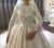 Close-up of pear-shaped beading on white sequin Dubai style wedding gown