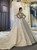 White Sequins Beading Square Short Sleeve Wedding Dress