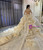 Ball Gown Backless Sequins Beading Long Train Wedding Dress 