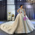 Illusin V-neck Long Sleeve Sequins Beading Wedding Dress 