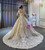 Champagne Sequins Square Long Sleeve Appliques Wedding Dress