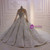 Dubai Style White High Neck Crystal Long Sleeve Wedding Dress