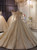 Royal Retro Princess Sequins Appliques Long Sleeve Wedding Dress