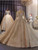 Long Sleeve Sequins Backless Beading Appliques Wedding Dress