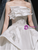White Satin Strapless Appliques Beading Wedding Dress