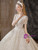 Champagne Sequins Short Sleeve Beading Wedding Dress With Long Train