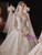 Sequins Ball Gown V-neck Long Sleeve Beading Wedding Dress