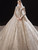 Sequins Ball Gown V-neck Long Sleeve Beading Wedding Dress