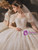 Tulle Sequins Appliques Puff Sleeve Wedding Dress