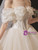 Ivory White Tulle Off the Shoulder Beading Wedding Dress