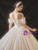 Ivory White Tulle Off the Shoulder Beading Wedding Dress
