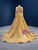 Gold Sequins High Neck Long Sleeve Pearls Prom Dress
