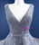 Gray Sequins Pearls V-neck Sleeveless Prom Dress