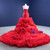 Red Mermaid Organza Strapless Pleats Prom Dress