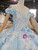 Sky Blue Tulle Lace 3D Appliques Beading Wedding Dress