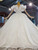 Tulle Sequins Beading Backless Cap Sleeve Wedding Dress