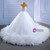 White Ball Gown Spaghetti Straps Pearls Wedding Dress