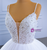 White Ball Gown Spaghetti Straps Pearls Wedding Dress