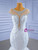 White Illusion Mermaid Tulle Cap Sleeve Beading Wedding Dress