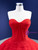 Princess Red Tulle Strapless Pleats Prom Dress