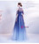 In Stock:Ship in 48 Hours Blue Tulle Sequins Prom Dress With Shawl