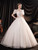 In Stock:Ship in 48 Hours White Tulle Puff Sleeve Beading Wedding Dress