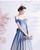 In Stock:Ship in 48 Hours Blue Pink Off the Shoulder Prom Dress