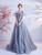 In Stock:Ship in 48 Hours Blue Gray Tulle Beading Prom Dress