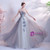 In Stock:Ship in 48 Hours Gray Strapless Appliques Beading Prom Dress