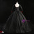 Black Tulle V-neck Short Sleeve Beading Quinceanera Dress