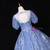 Haze Blue Tulle Sequins Puff Sleeve Quinceanera Dress