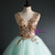 Green Tulle Sequins Appliques V-neck Quinceanera Dress