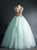 Green Tulle Sequins Appliques V-neck Quinceanera Dress