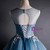 Blue Tulle Appliques Beading Pleats Quinceanera Dress