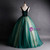 Green Tulle Sequins V-neck Appliques Quinceanera Dress