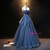 Blue Tulle Sequins Strapless Beading Quinceanera Dress