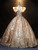 Gold Sequins Bling BlingV-neck Quinceanera Dress