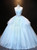 Blue Tulle Spaghetti Straps Appliques Quinceanera Dress